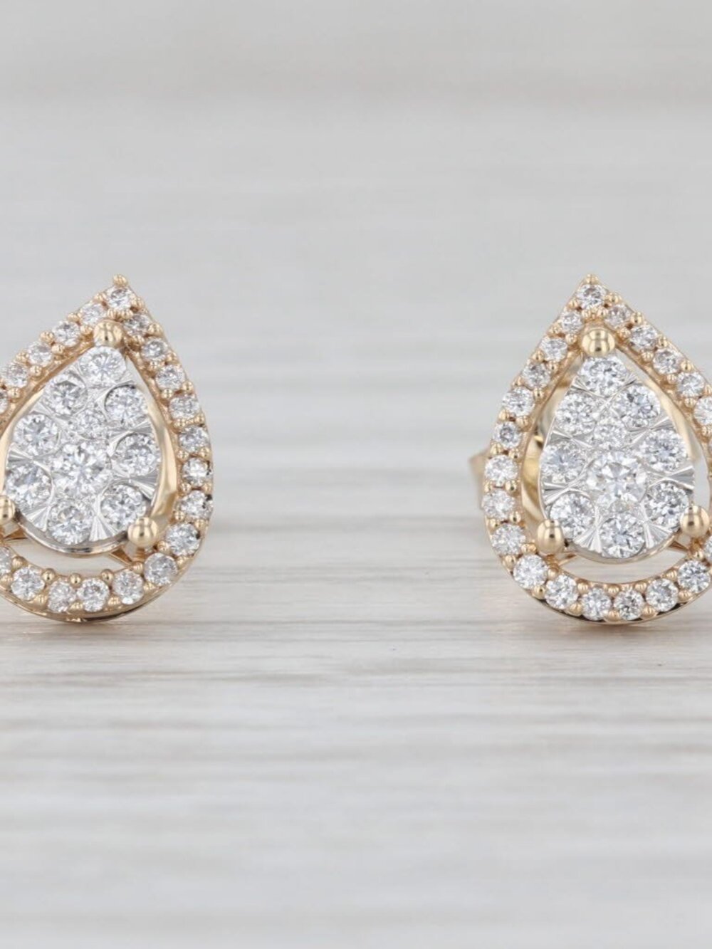 0.30ctw Diamond Teardrop Halo Earrings 14k Yellow Gold Studs